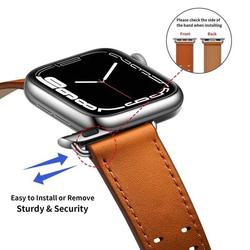 Zeitlos Apple Watch Series 7 45mm Echtes Leder armband