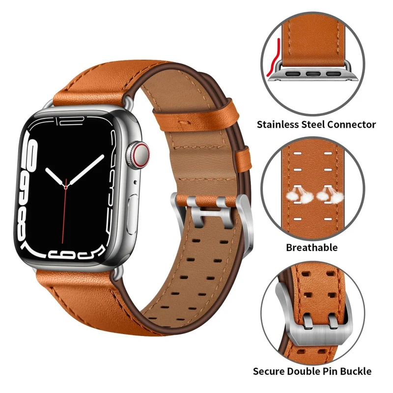 Zeitlos Apple Watch Series 7 45mm Echtes Leder armband