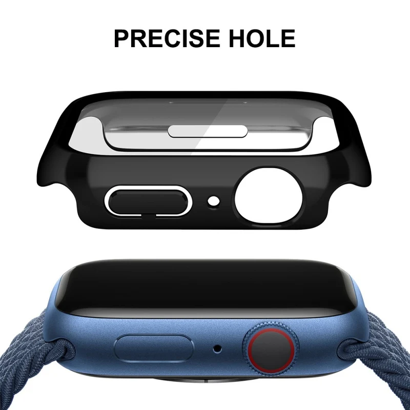Auffallend Gut Apple Watch Series 7 41mm Hülle mit Displayschutz in Plastik und Gehärtetes Glas