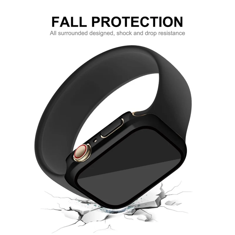 Auffallend Gut Apple Watch Series 7 41mm Hülle mit Displayschutz in Plastik und Gehärtetes Glas