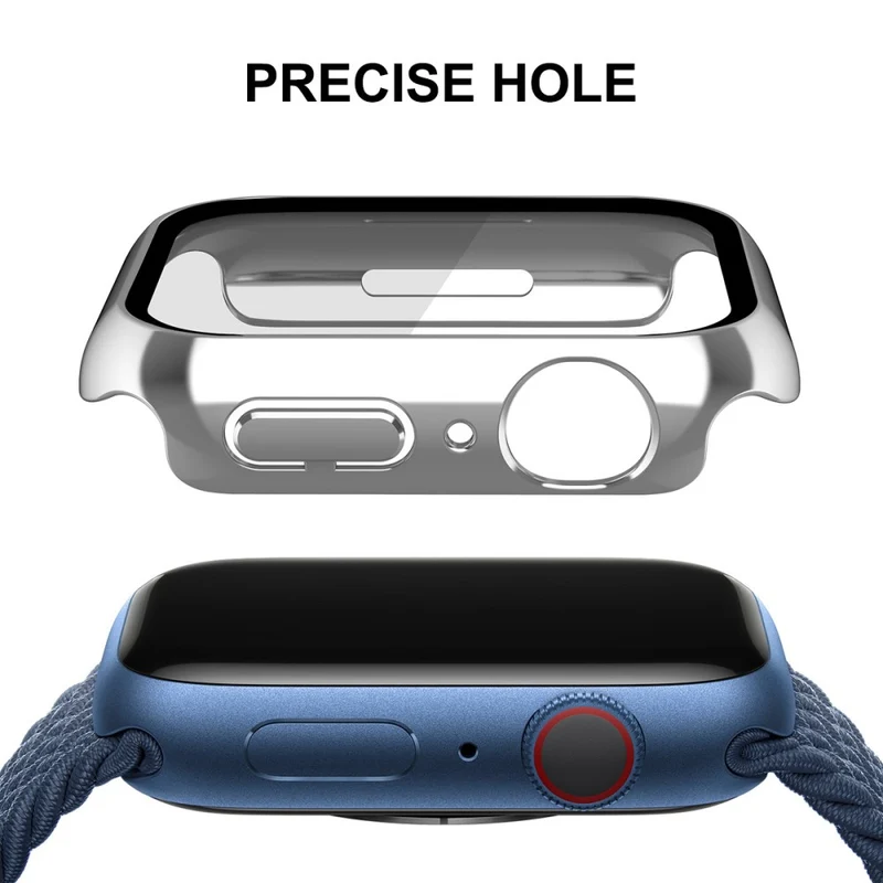 Auffallend Gut Apple Watch Series 7 41mm Hülle mit Displayschutz in Plastik und Gehärtetes Glas
