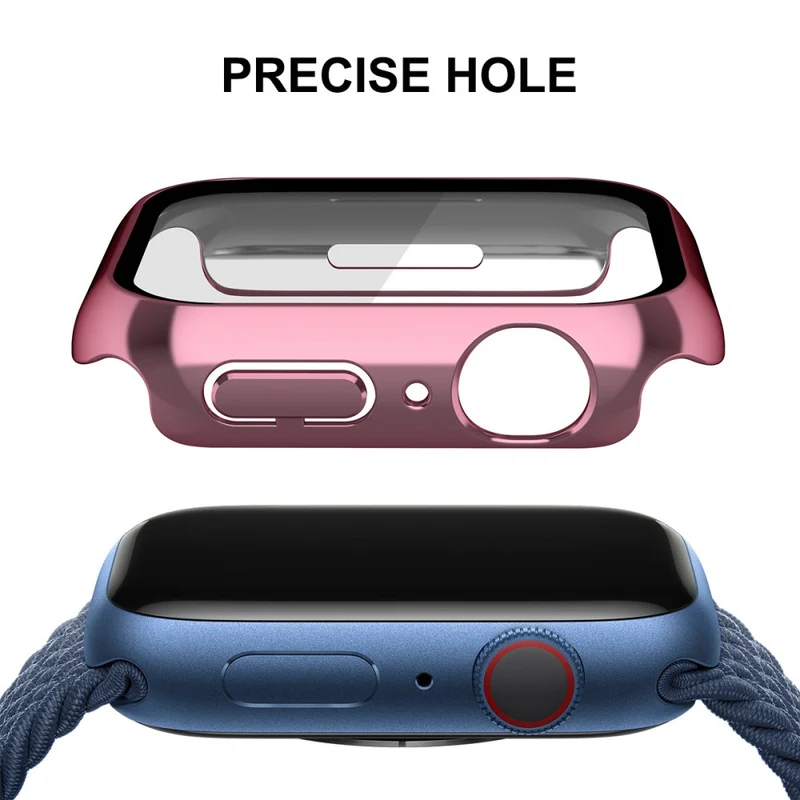Auffallend Gut Apple Watch Series 7 41mm Hülle mit Displayschutz in Plastik und Gehärtetes Glas