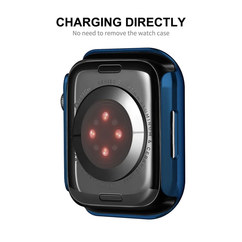 Auffallend Gut Apple Watch Series 7 41mm Hülle mit Displayschutz in Plastik und Gehärtetes Glas