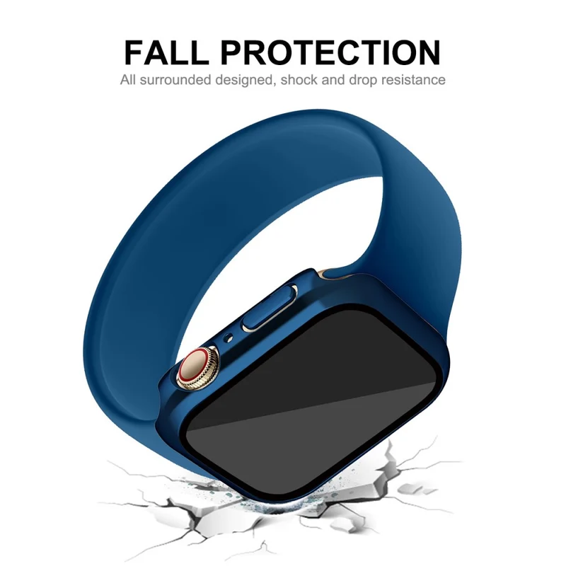 Auffallend Gut Apple Watch Series 7 41mm Hülle mit Displayschutz in Plastik und Gehärtetes Glas
