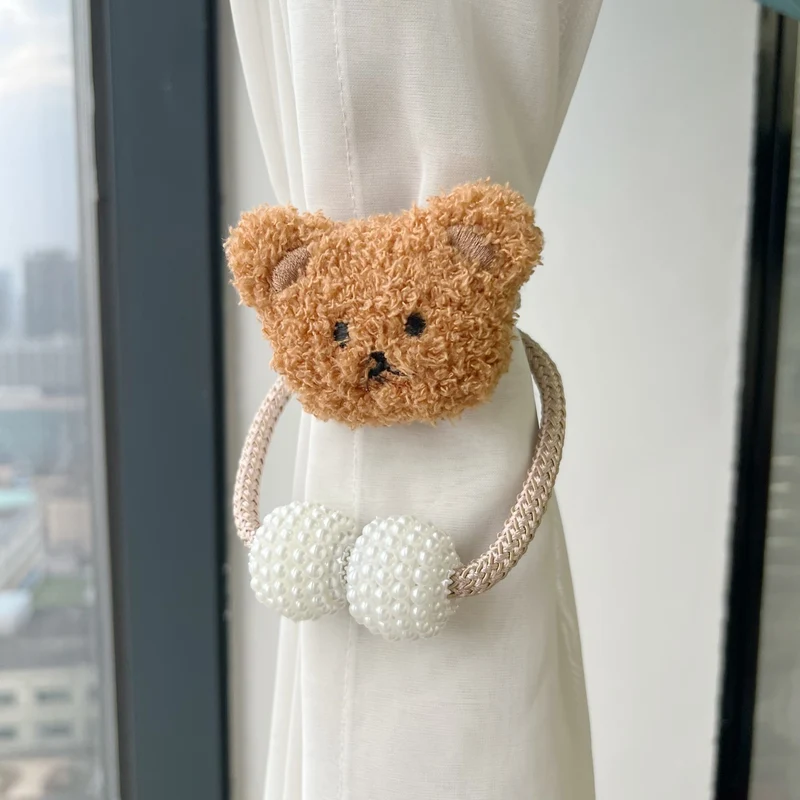 Dekorative Stoffblumen-Vorhanghalter mit geflochtenem Seil und Perlen-Pom-Pom-Gewichten