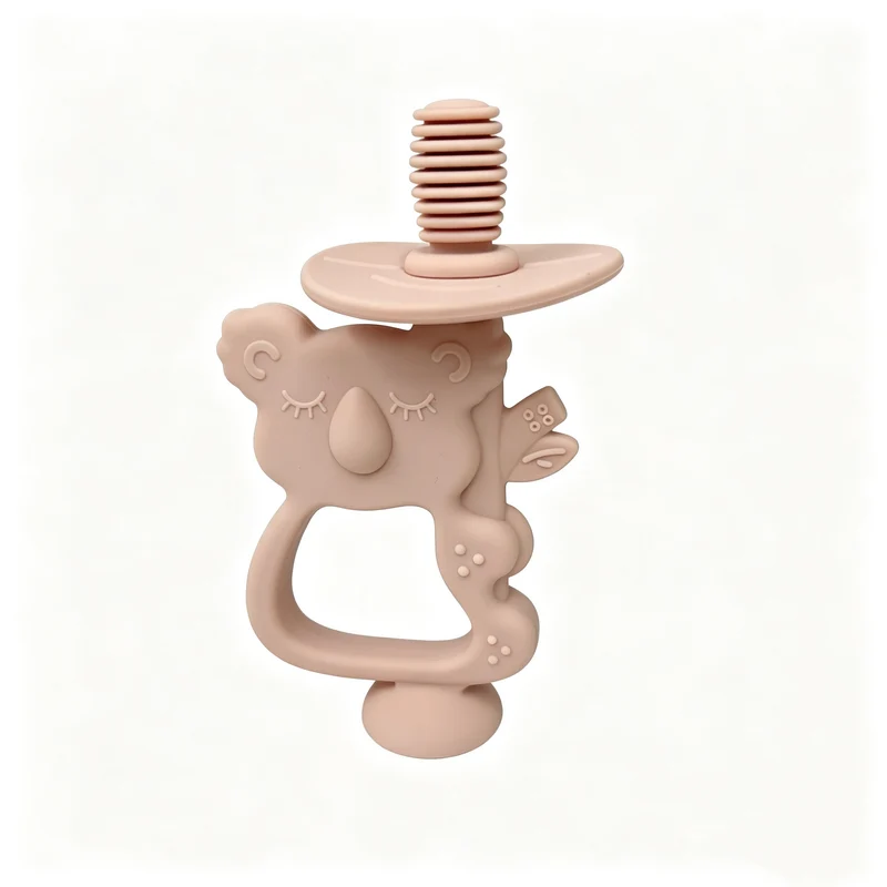 Silikon Koala Beißring Schnuller mit ergonomischem Griff und Sicherheits-Schraubanschluss
