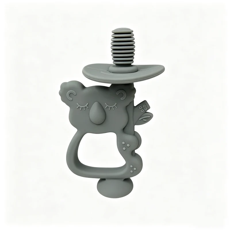 Silikon Koala Beißring Schnuller mit ergonomischem Griff und Sicherheits-Schraubanschluss