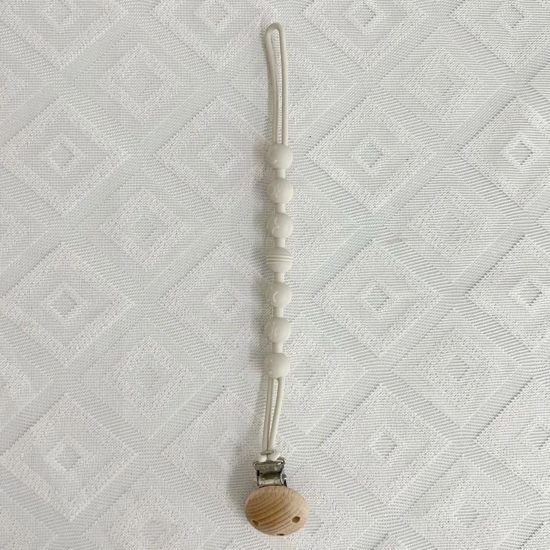 Silikonperlen Schnullerkette mit Holz-Sicherheitsclip