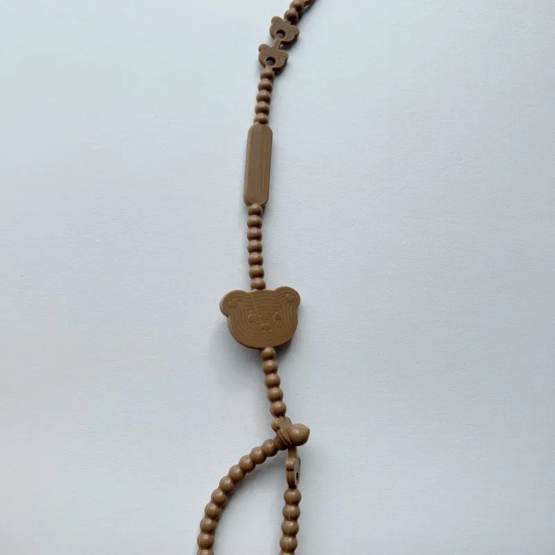 Silikonperlen Schnullerkette mit Bär Beißring und Schnellverschluss Sicherheitsclip