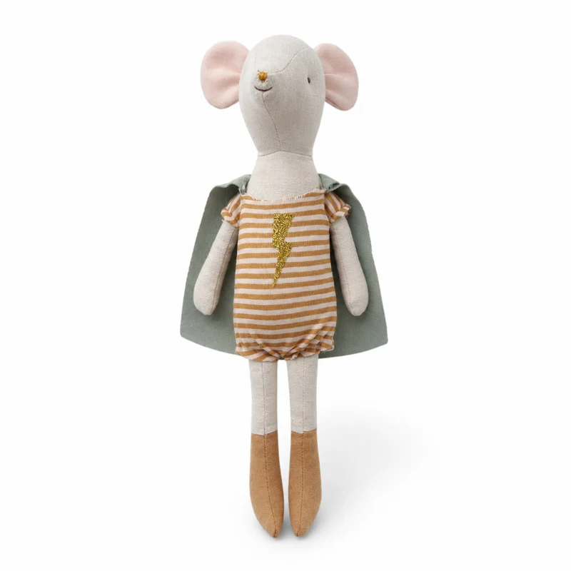 Handgemachte Leinen-Hase Weiche Stoffpuppe mit besticktem Latzkleid
