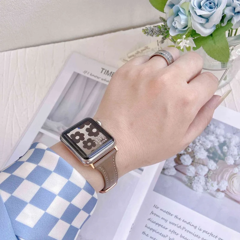 Sehr gepflegt Universell Apple Echtes Leder armband