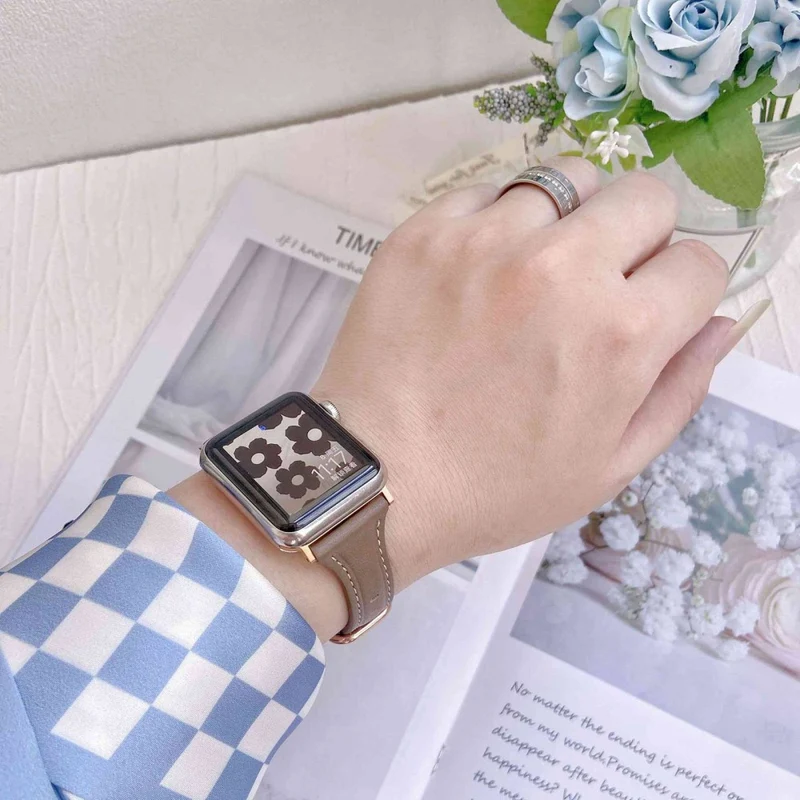 Sehr gepflegt Universell Apple Echtes Leder armband