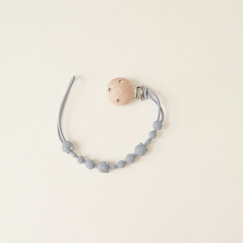 Baby Silikonperlen Beißring Schnullerclip mit Holz Sicherheitsclip