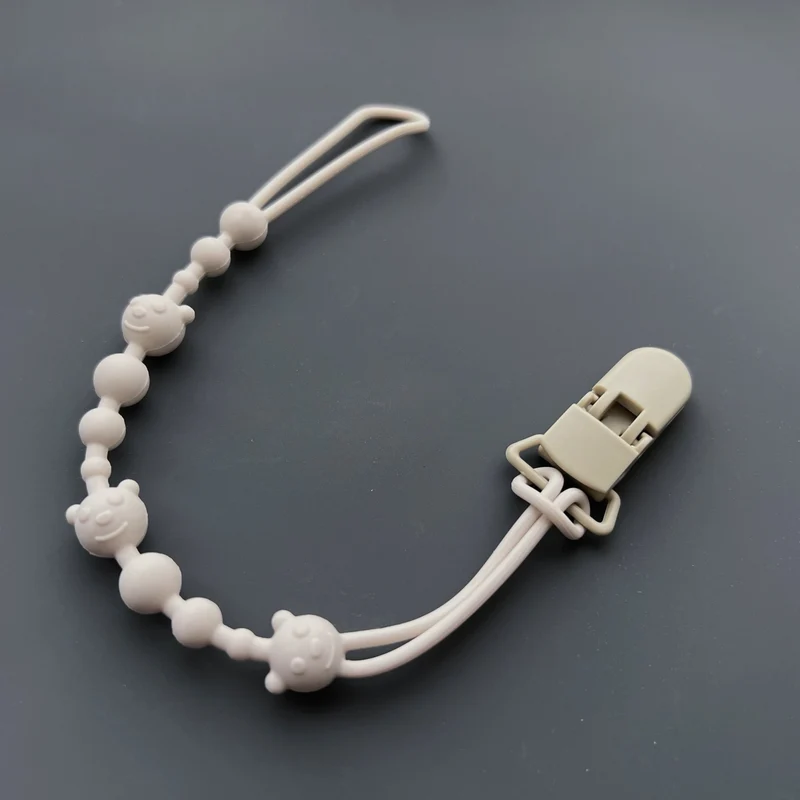 Baby Silikonperlen Beißring Schnullerclip mit Holz Sicherheitsclip