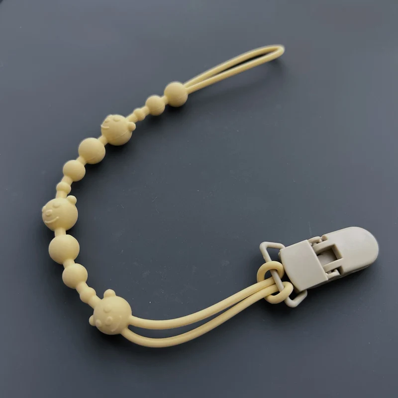 Baby Silikonperlen Beißring Schnullerclip mit Holz Sicherheitsclip