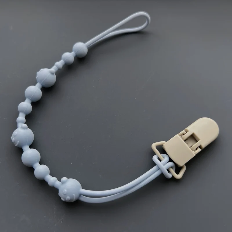 Baby Silikonperlen Beißring Schnullerclip mit Holz Sicherheitsclip