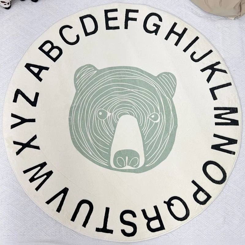 Runder Bildungsalphabet Spielteppich mit Schaf-Illustration