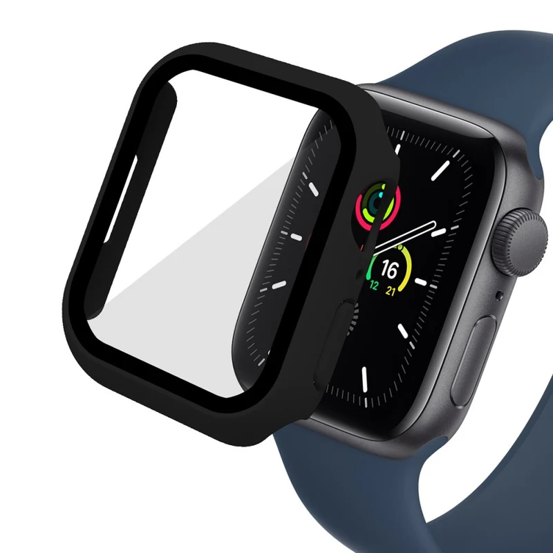 Mega Stylisch Apple Watch Series 7 45mm Hülle mit Displayschutz in Plastik und Gehärtetes Glas