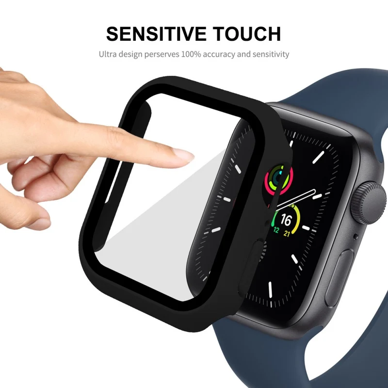 Mega Stylisch Apple Watch Series 7 45mm Hülle mit Displayschutz in Plastik und Gehärtetes Glas