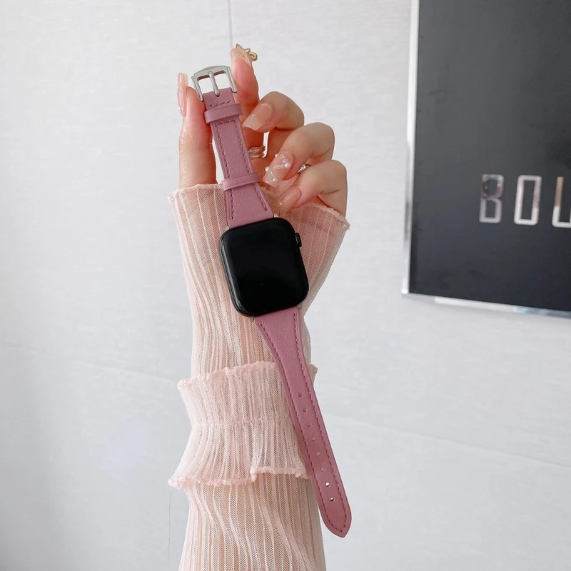 Sehr elegant Universell Apple Echtes Leder armband