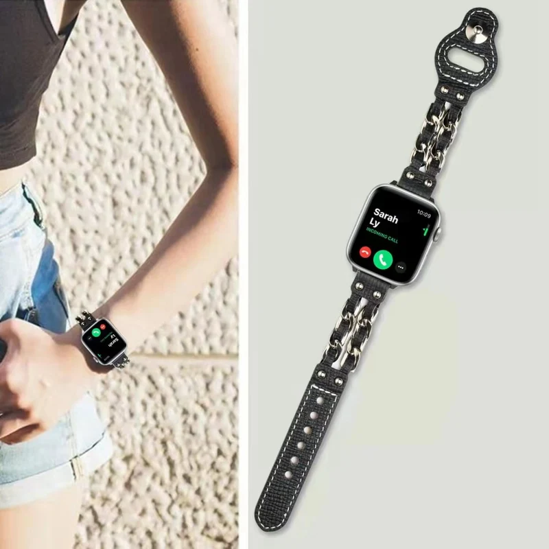 Sehr schön Apple Watch Series 7 41mm Kunstleder armband