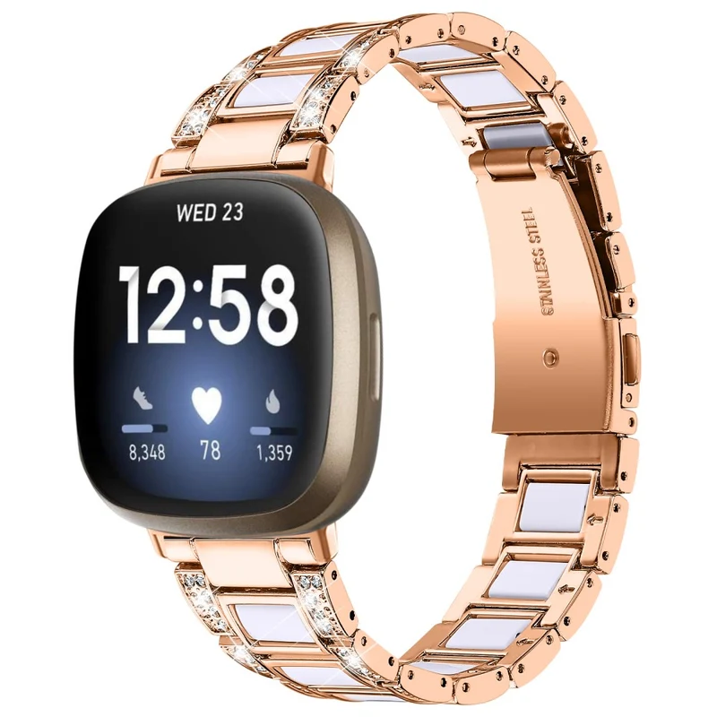 Sehr gut Fitbit Versa 3 Metall und Strass armband