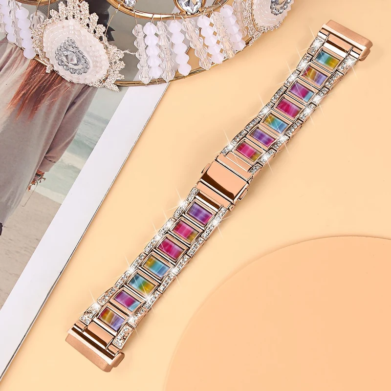 Sehr gut Fitbit Versa 3 Metall und Strass armband