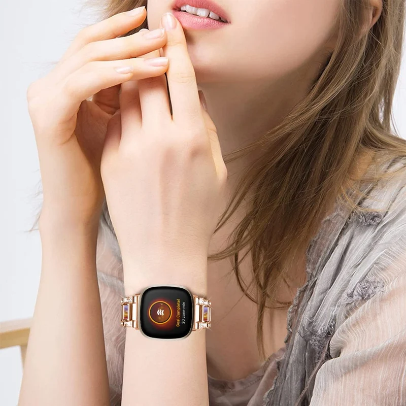 Sehr gut Fitbit Versa 3 Metall und Strass armband