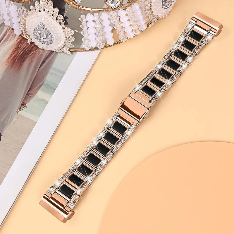 Sehr gut Fitbit Versa 3 Metall und Strass armband