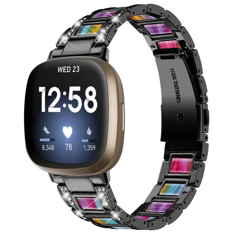 Sehr gut Fitbit Versa 3 Metall und Strass armband