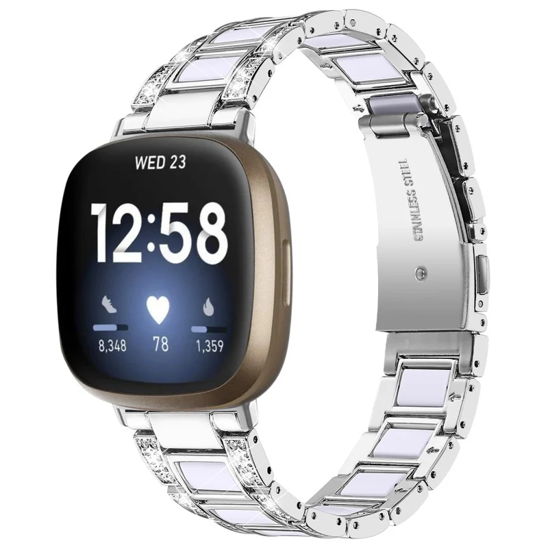 Sehr robust Fitbit Versa 3 Metall und Strass armband