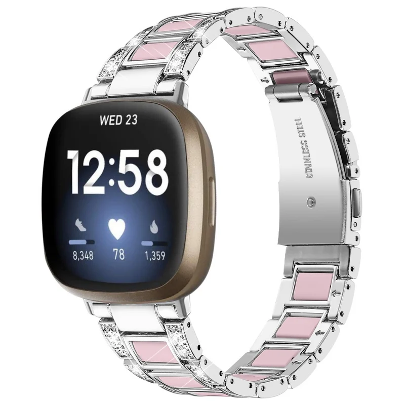 Sehr robust Fitbit Versa 3 Metall und Strass armband