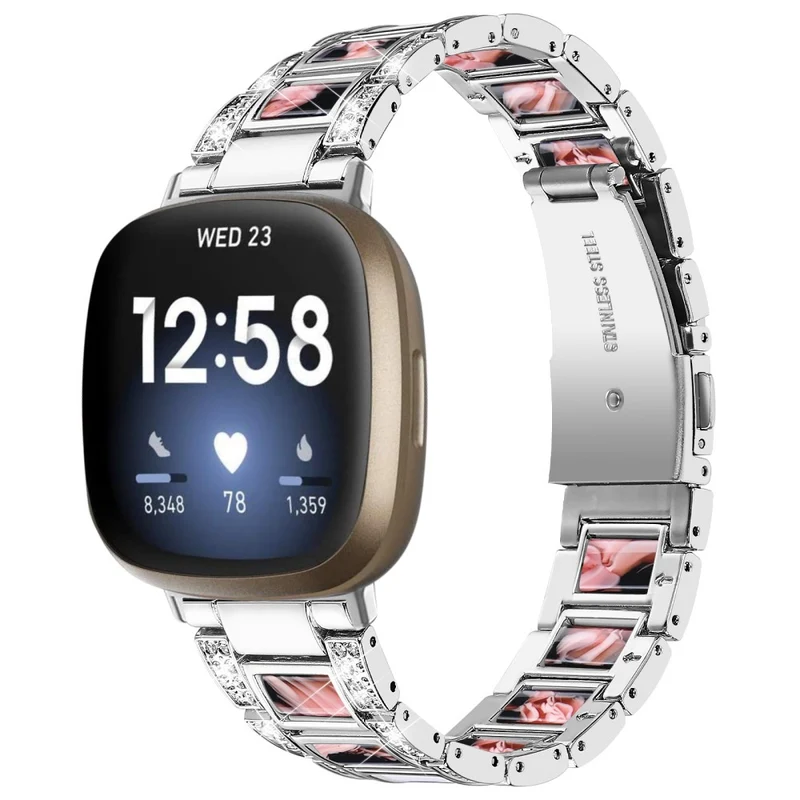 Sehr robust Fitbit Versa 3 Metall und Strass armband