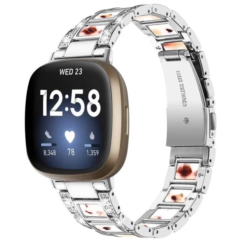Sehr robust Fitbit Versa 3 Metall und Strass armband