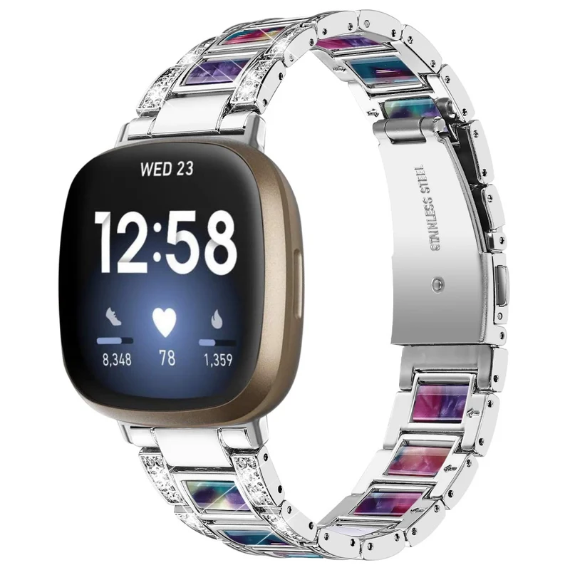 Sehr robust Fitbit Versa 3 Metall und Strass armband