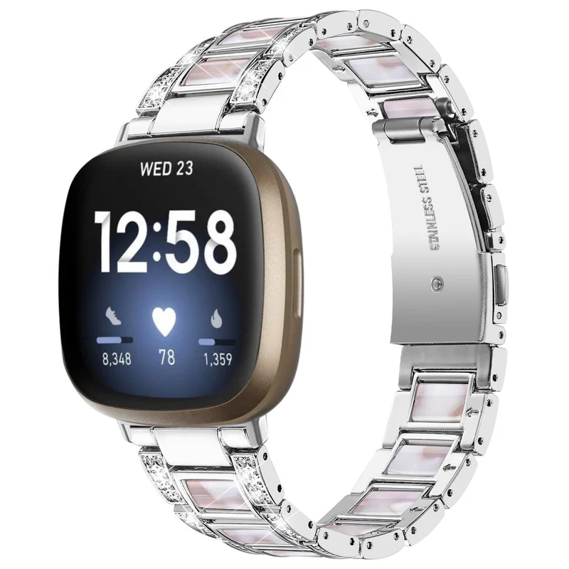 Sehr robust Fitbit Versa 3 Metall und Strass armband