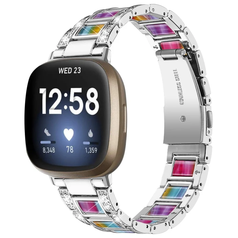 Sehr robust Fitbit Versa 3 Metall und Strass armband