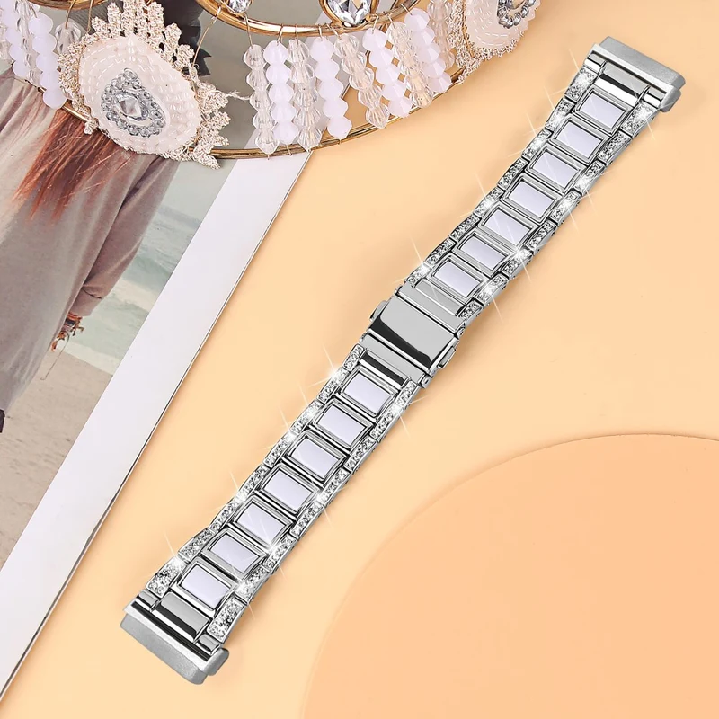 Sehr robust Fitbit Versa 3 Metall und Strass armband