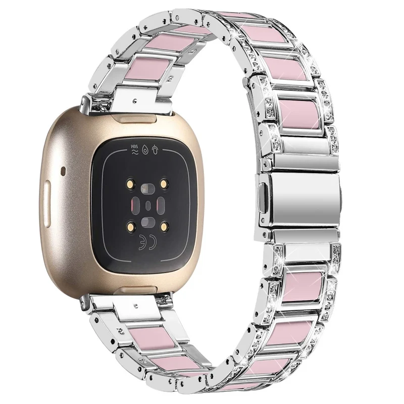 Sehr robust Fitbit Versa 3 Metall und Strass armband