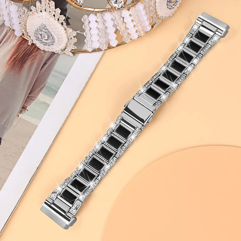 Sehr robust Fitbit Versa 3 Metall und Strass armband