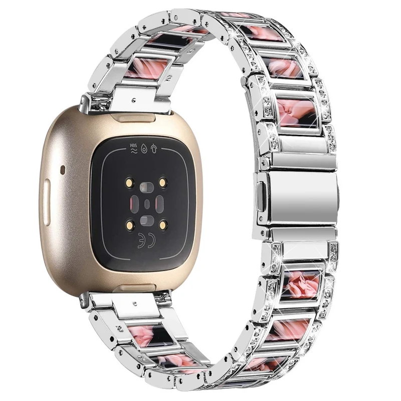 Sehr robust Fitbit Versa 3 Metall und Strass armband