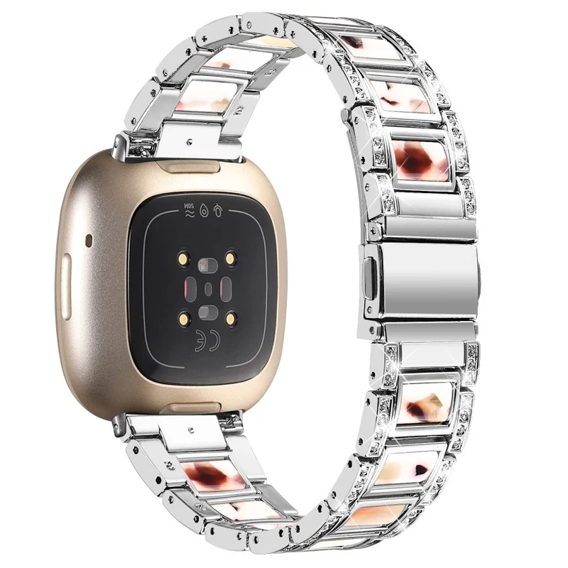 Sehr robust Fitbit Versa 3 Metall und Strass armband
