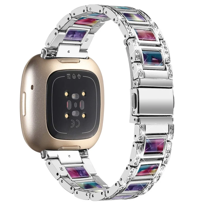 Sehr robust Fitbit Versa 3 Metall und Strass armband