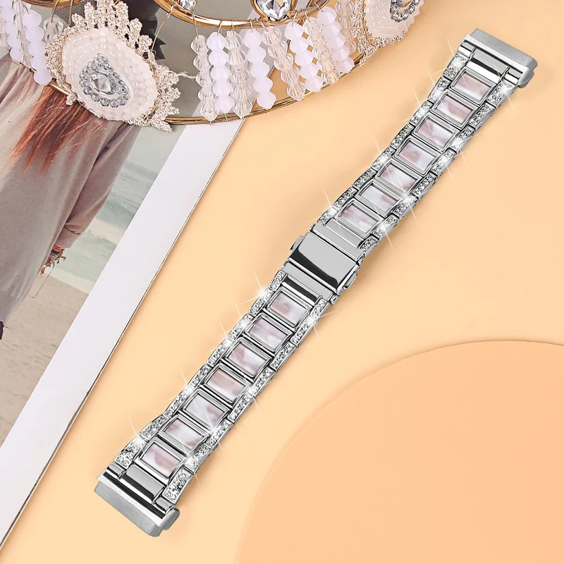 Sehr robust Fitbit Versa 3 Metall und Strass armband