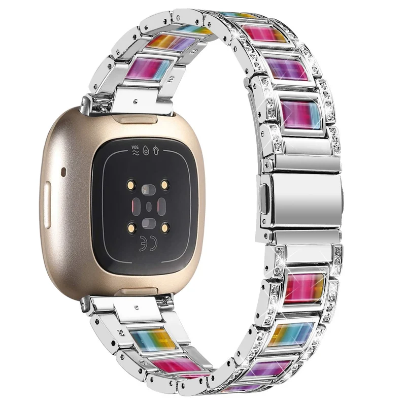 Sehr robust Fitbit Versa 3 Metall und Strass armband