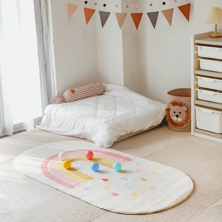 Kinderspielteppich im Regenbogen-Thema