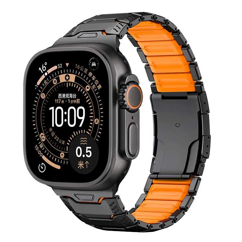 Apple Watch Mecha Titan Hybrid Armband (Schwarz/Orange)
