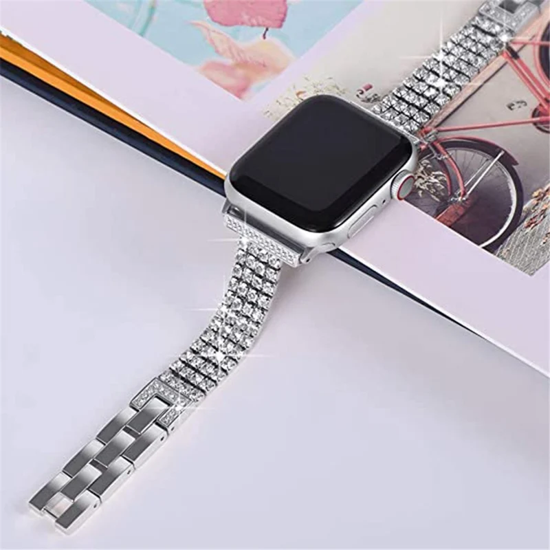 Zeitlos Apple Watch Series 7 45mm Metall und Strass armband
