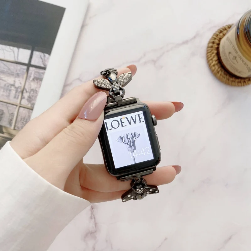 Bequem Apple Watch Series 7 41mm Metall und Strass armband