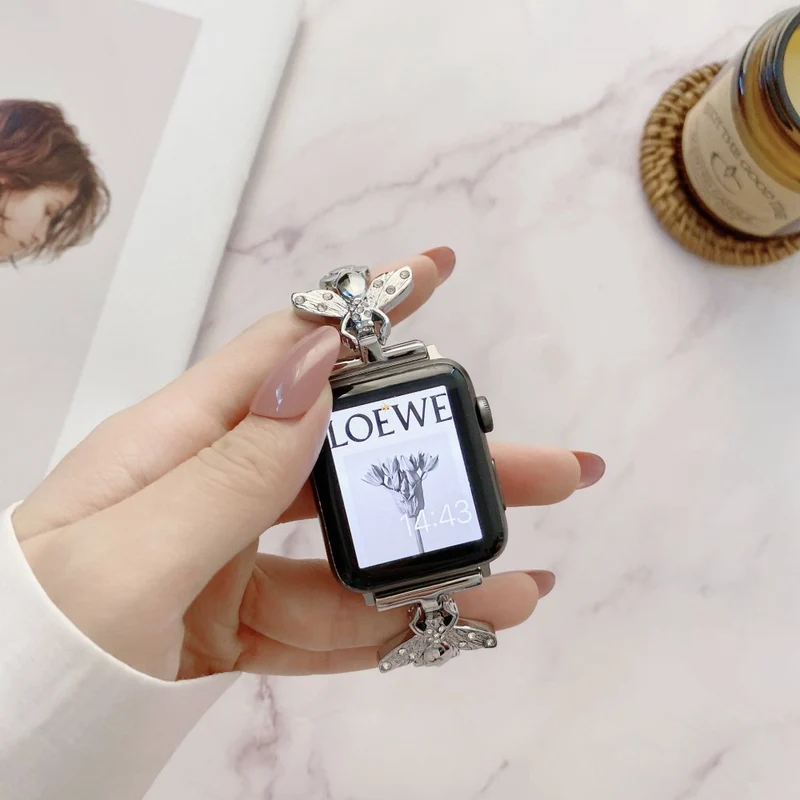 Bequem Apple Watch Series 7 41mm Metall und Strass armband